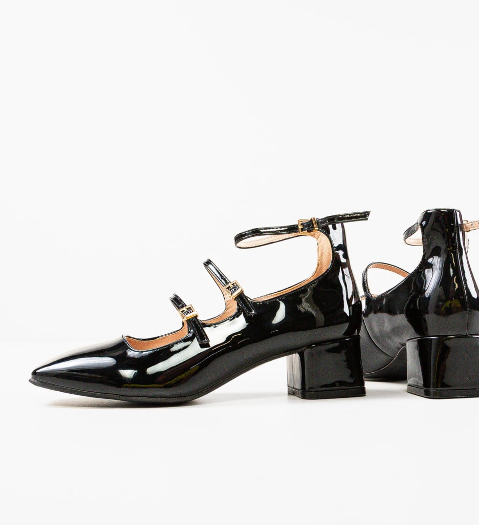 Pantofi Jona Negri Eleganți cu Toc - imagine 11