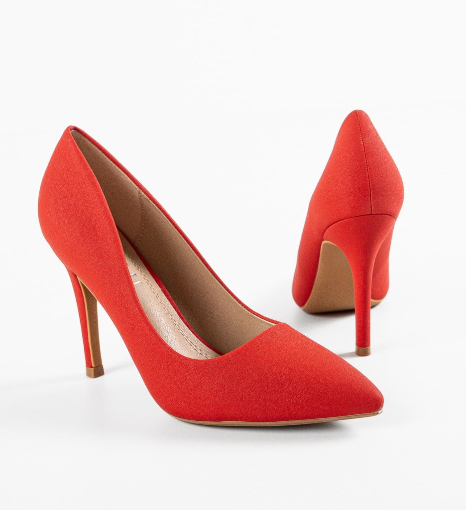 Pantofi Keiran Rosii Eleganți cu Toc - imagine 12