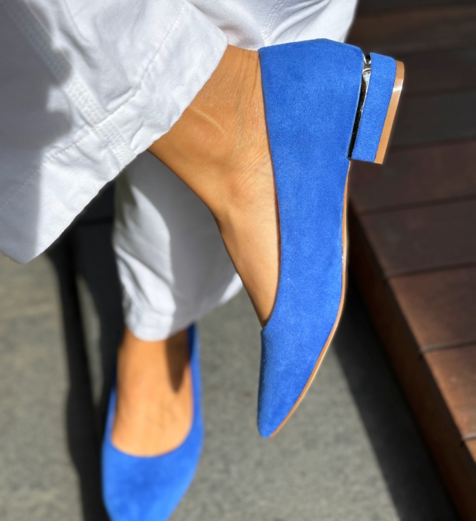 Pantofi Dama Albastri cu Toc Eleganți - imagine 2