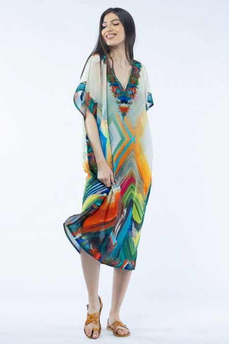 Rochie Poncho Plajă Shopika | Imprimeu Geometric - imagine 1