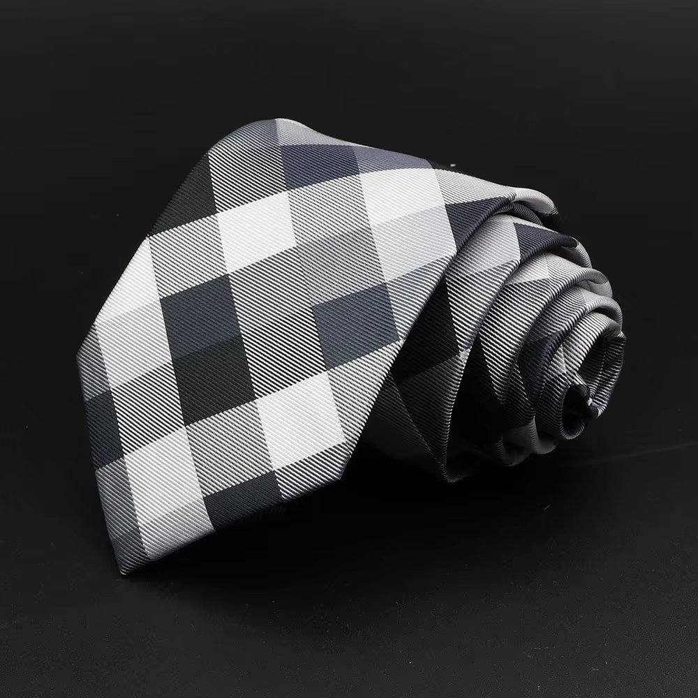 Cravată Picadili Alb/Negru | Eleganță Geometrică