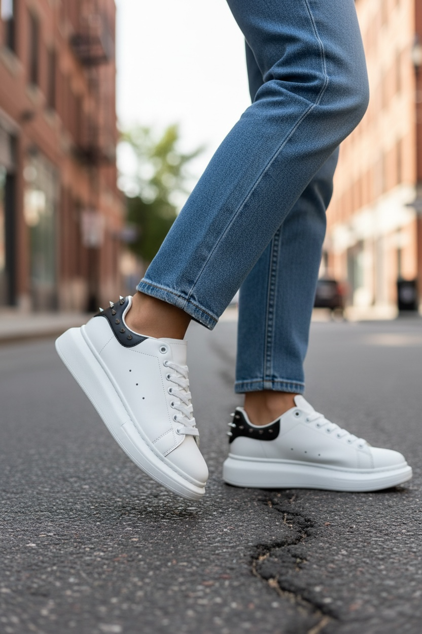 Adidași Dama Albi cu Negru | Stil Casual Comozi