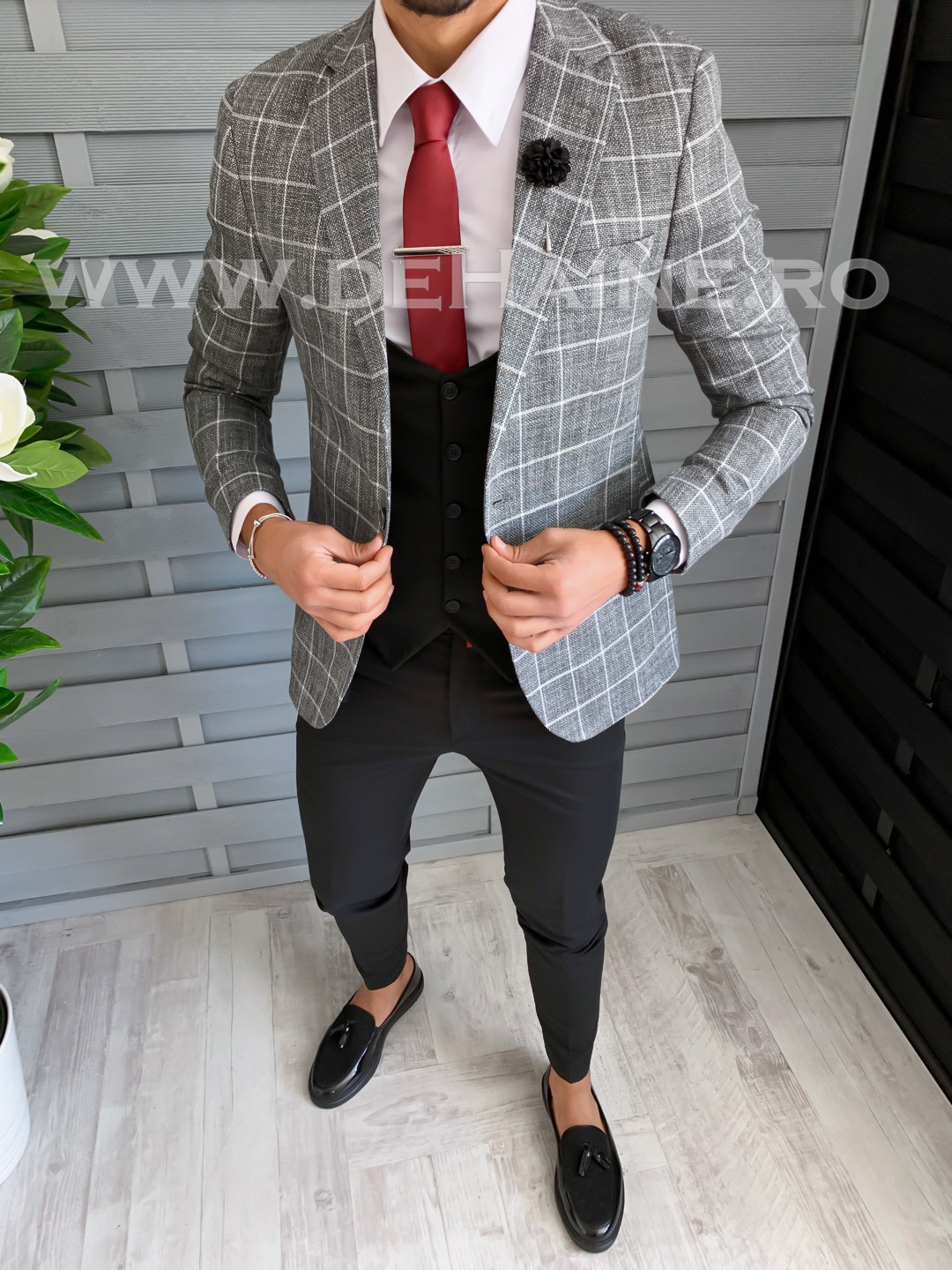 Sacou Barbati în Carouri Slim Fit | Stil Versatil