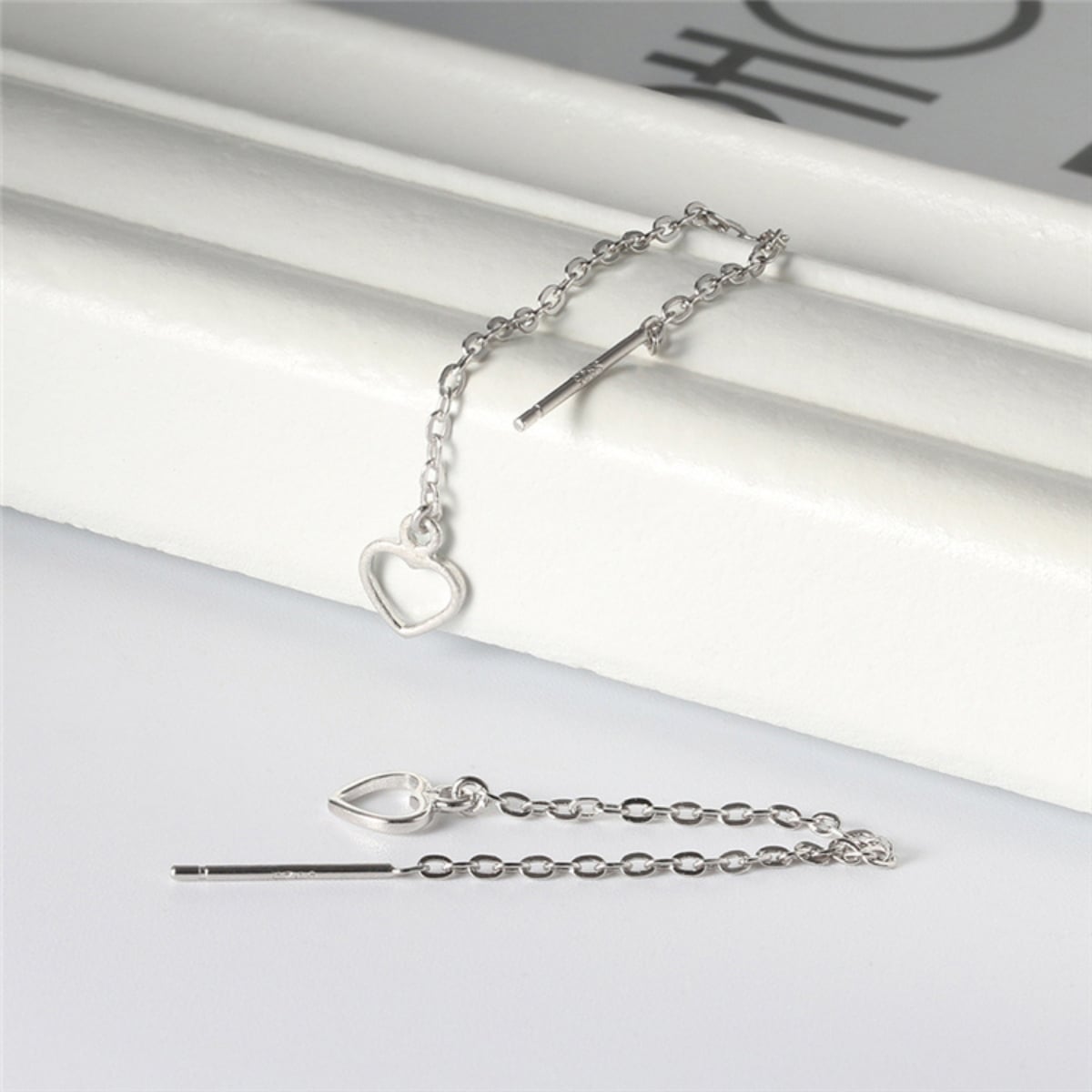 Cercei Lungi Inimioara Argint Delis - Eleganță - imagine 3