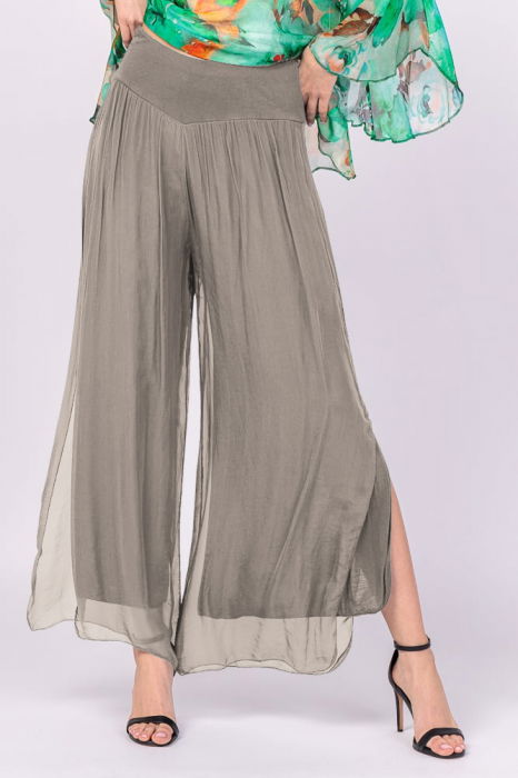 Pantaloni Mătase Eleganți cu Talie Elastică | Shopika