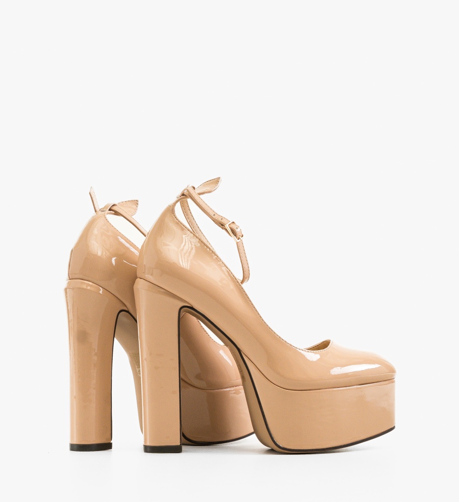 Pantofi dama Azhaah Bej cu toc elegant - imagine 4