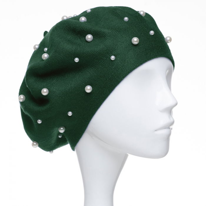 Bereta Shopika cu Perle Verde - Eleganță și Stil