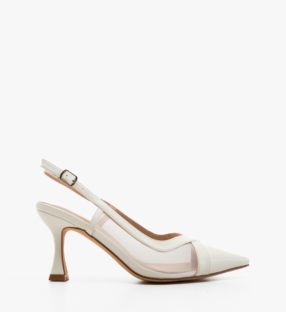 Pantofi Stiletto Merryen Albi Eleganți - imagine 2