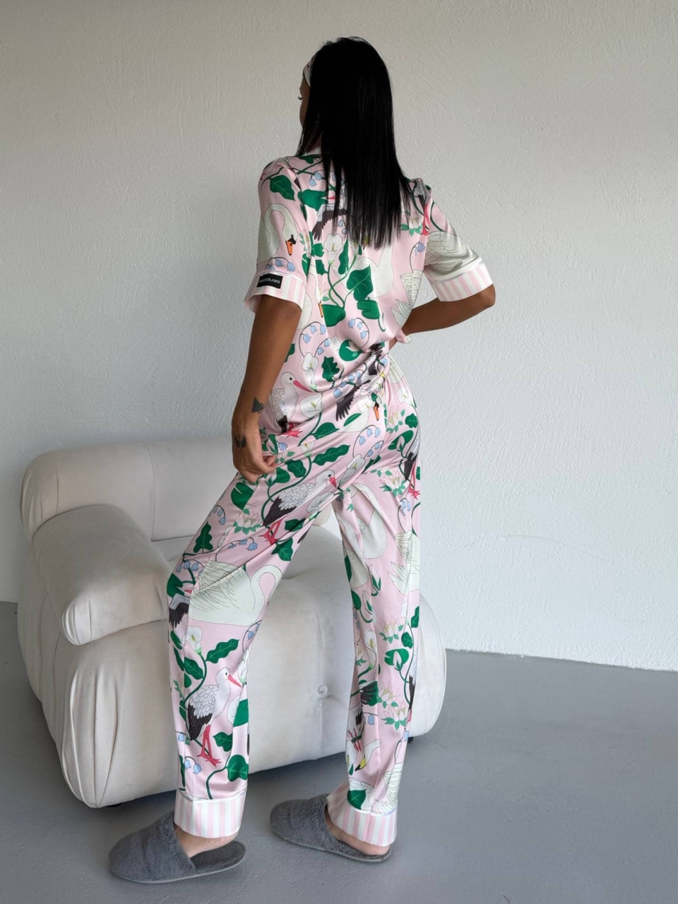 Set Pijama Dama 2 Piese Delis, Stil Satin Mat - imagine 4