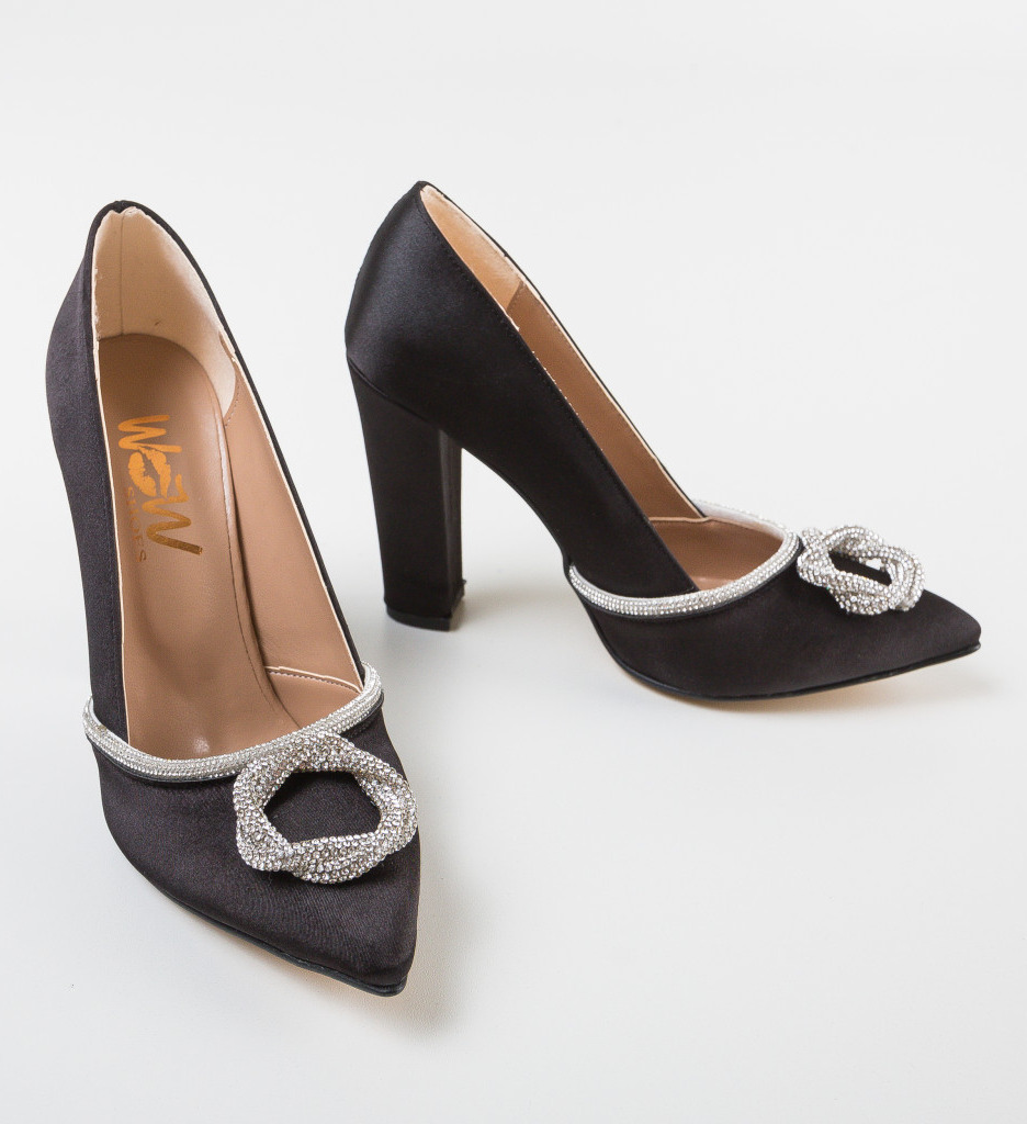 Pantofi Ronati Negri Eleganți cu Toc - imagine 6