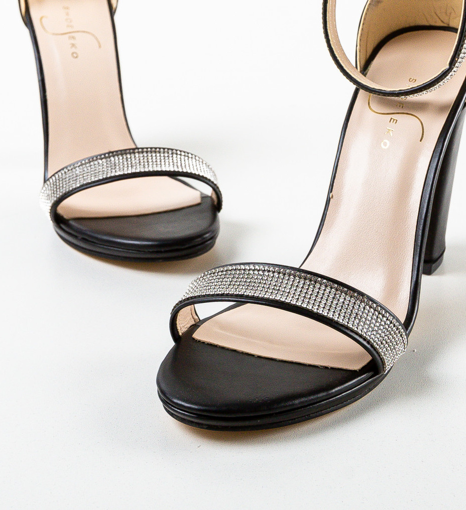 Sandale toc Odika negre elegante - imagine 6