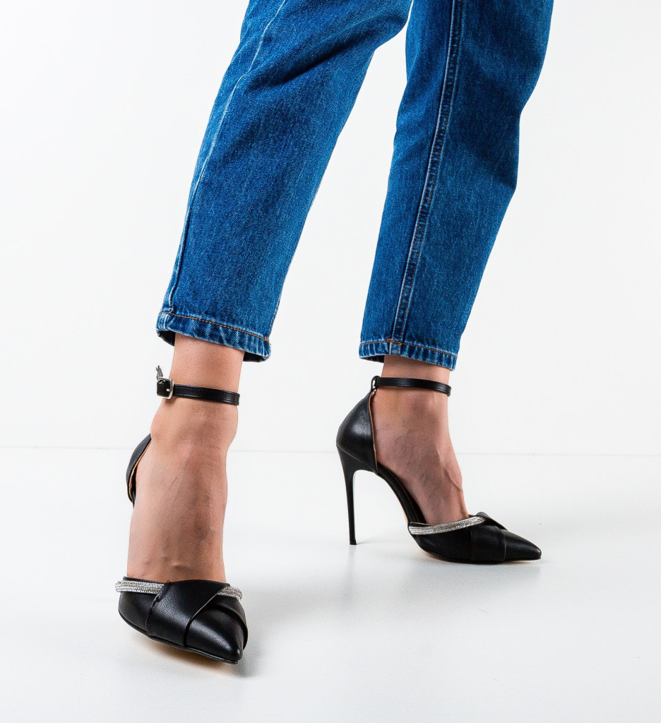 Pantofi Urahag Negri Eleganți cu Toc - imagine 3