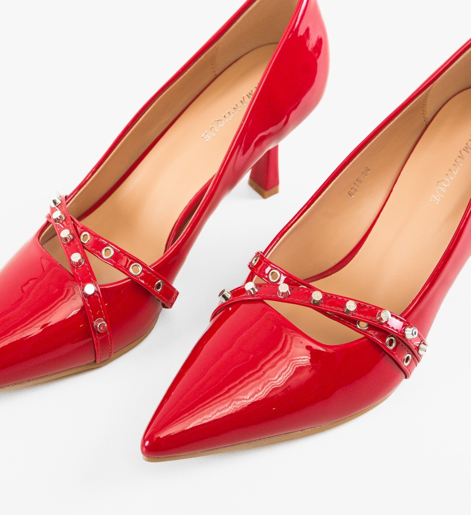 Pantofi Dama Mislav Rosii cu Toc Eleganți - imagine 5