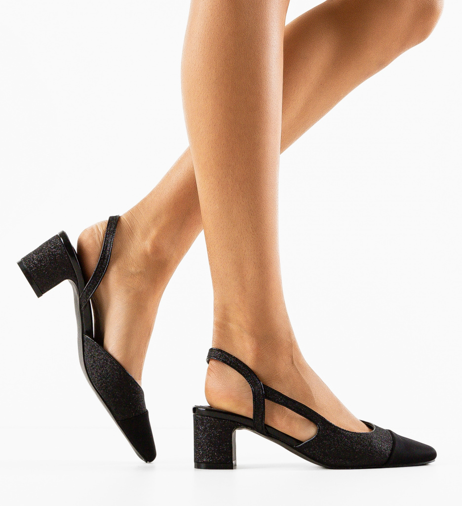 Pantofi Dama Firdos Negri cu Toc Elegant
