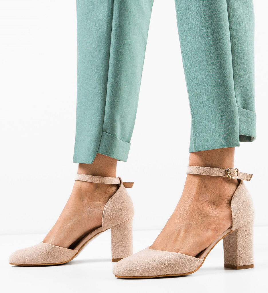 Pantofi Uneraya Bej cu toc elegant
