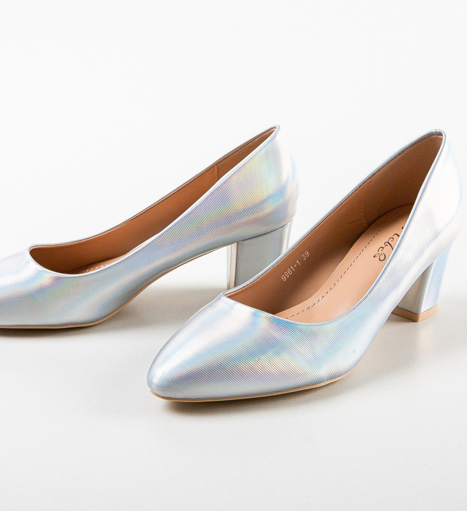 Pantofi Toc Argintii Eleganți - Stil Feminin - imagine 5