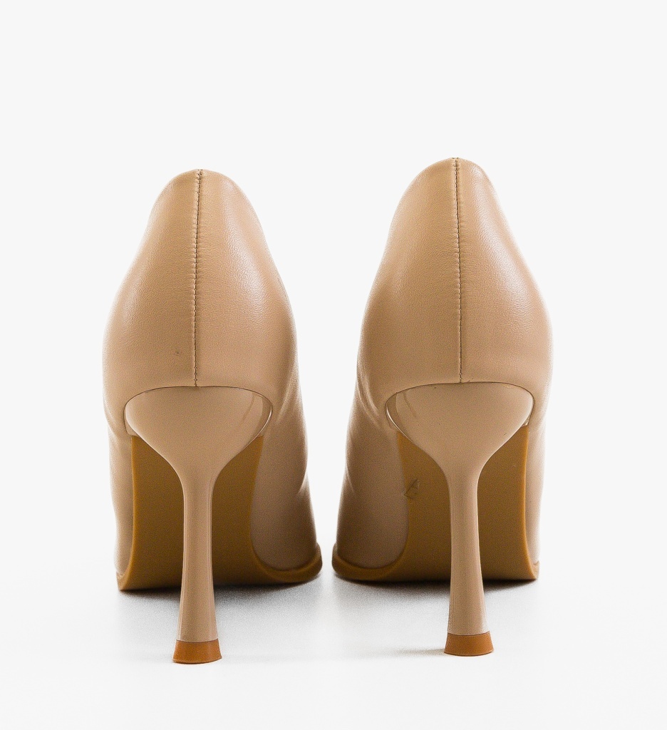 Pantofi dama Bilma Bej eleganți cu toc - imagine 4