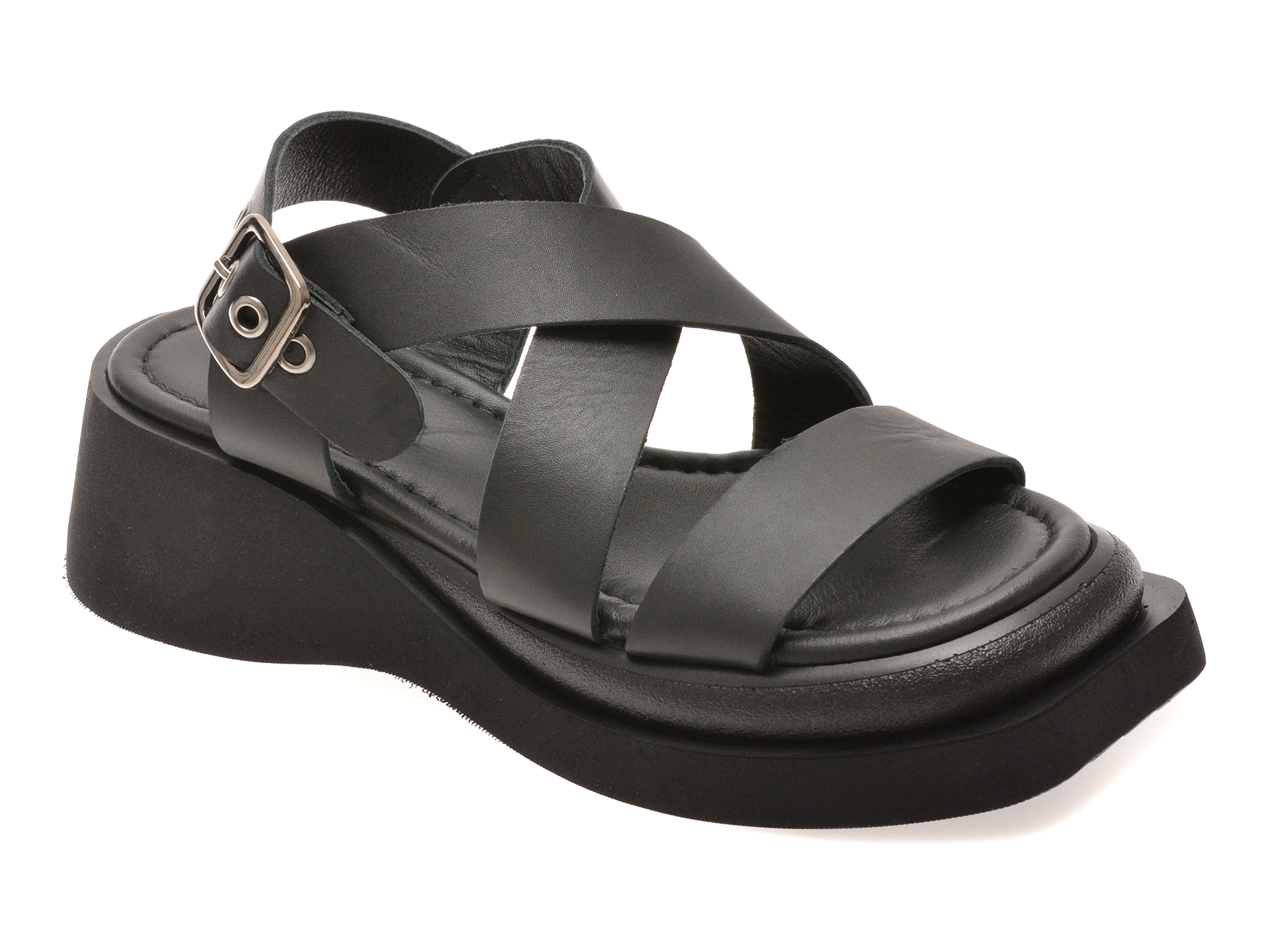 Sandale EPICA negre din piele naturală