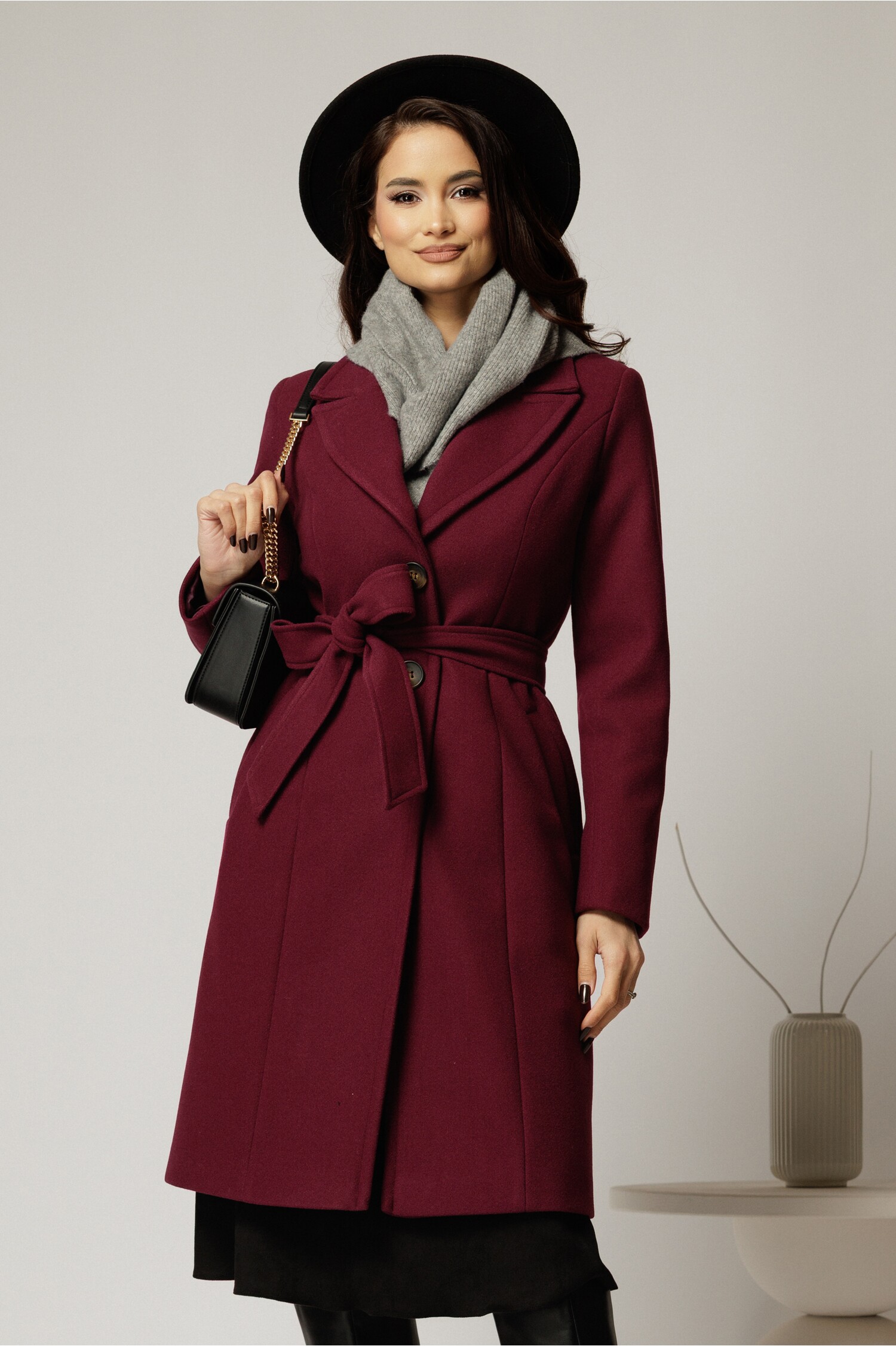 Palton Dama Magenta Cambrat - Elegant și Cald