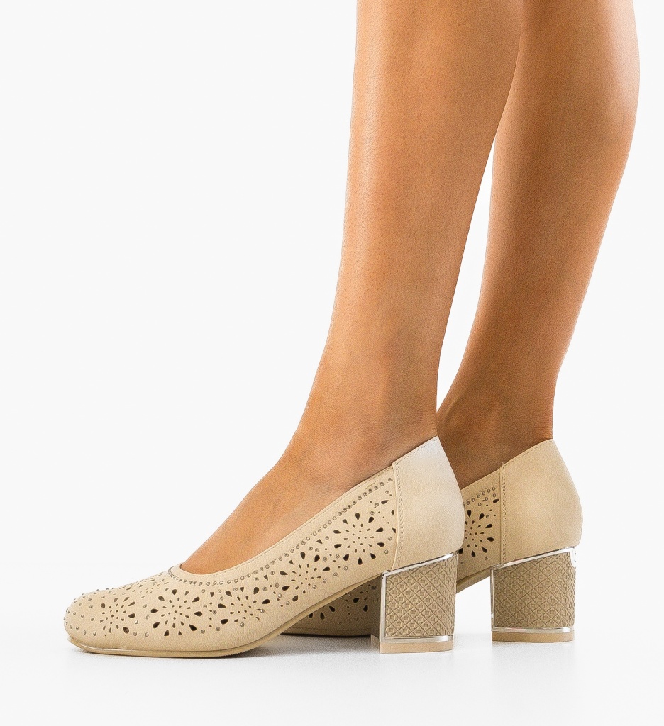 Pantofi Curtis Bej cu Toc Elegant