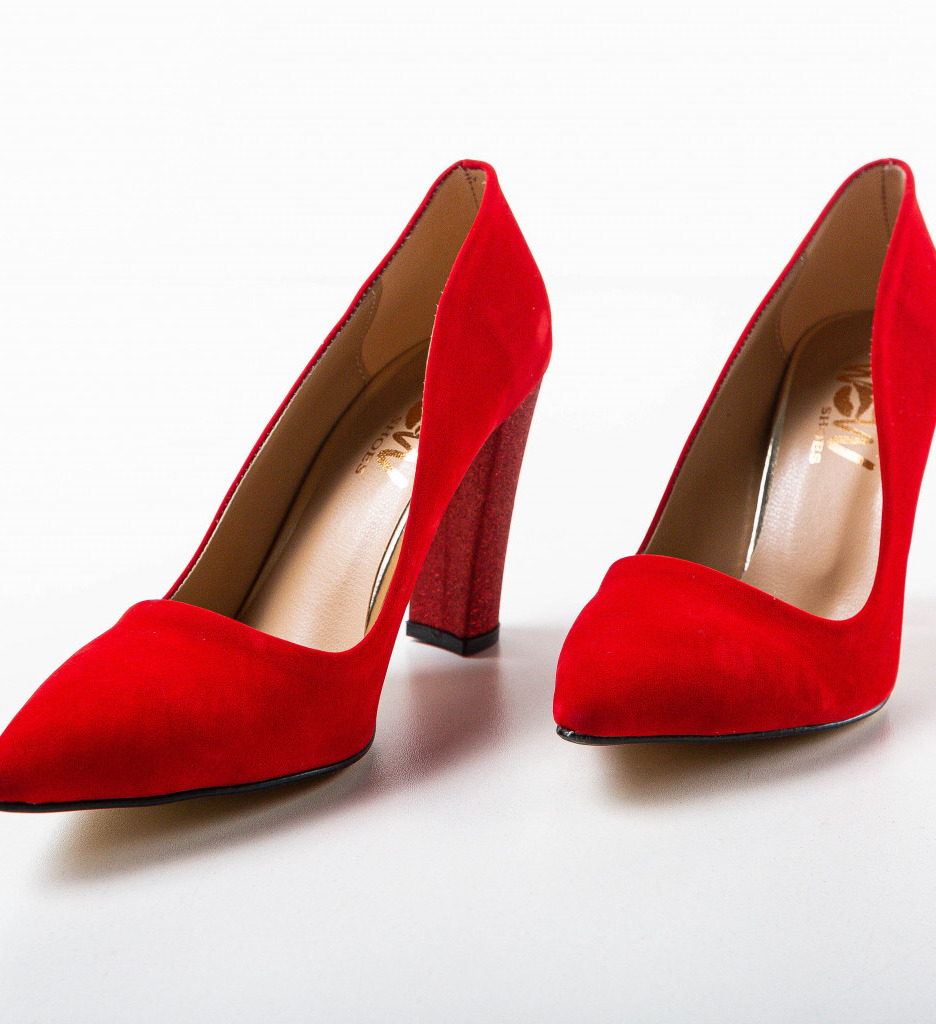 Pantofi Santer Rosii Eleganți cu Toc - imagine 5