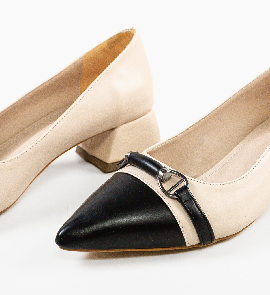 Pantofi Dama Opyha Bej cu Toc Eleganți - imagine 5
