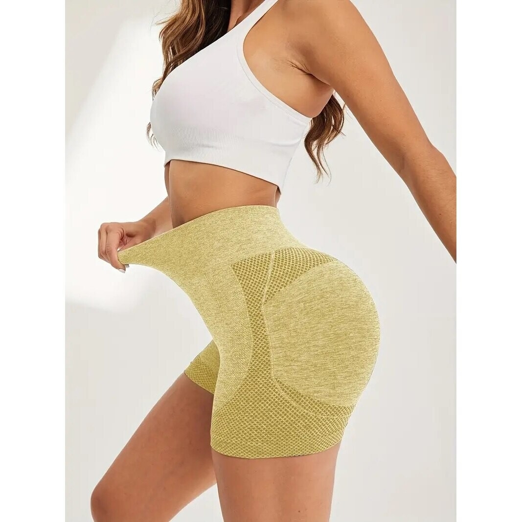 Colanti scurti dama Push-Up, talie inalta, galbeni, LGS03 - imagine 6