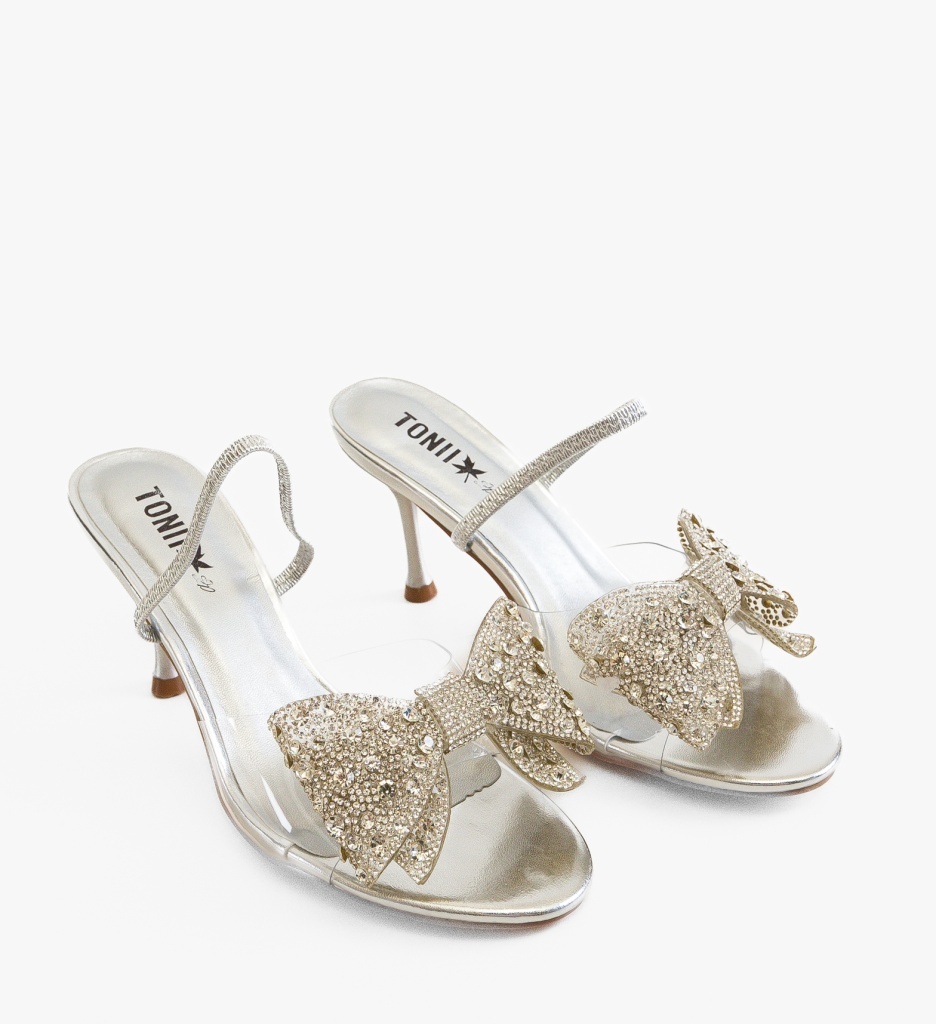 Sandale Dama Hedde Argintii cu Toc Elegant - imagine 5