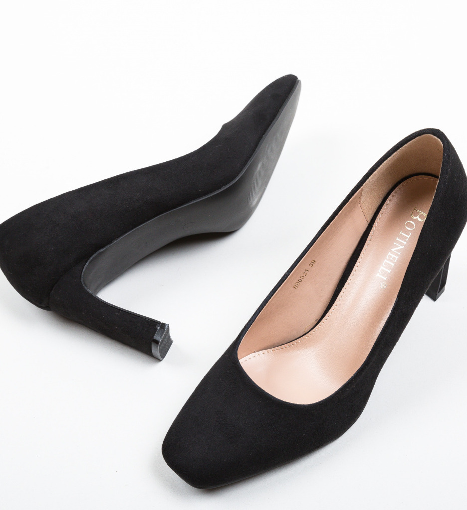 Pantofi Jolo Negri Eleganți cu Toc - imagine 5