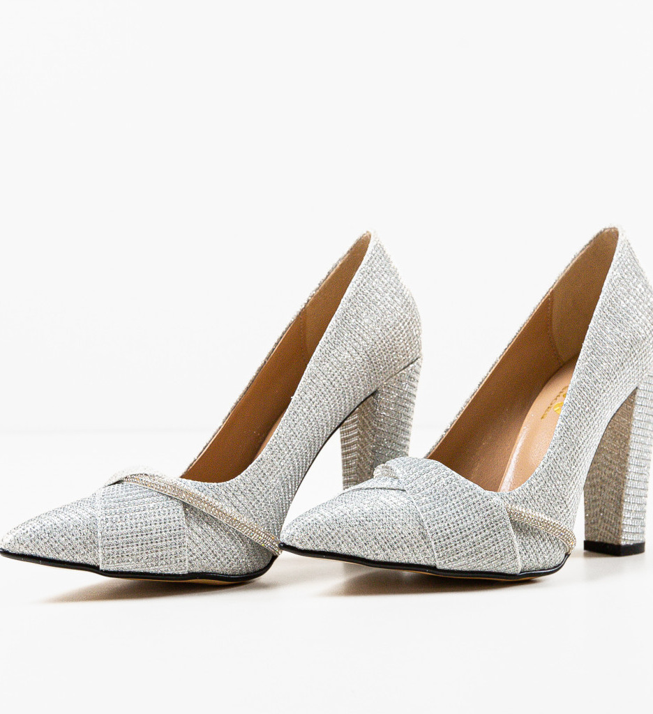 Pantofi cu Toc Argintii - Stil Elegant - imagine 6