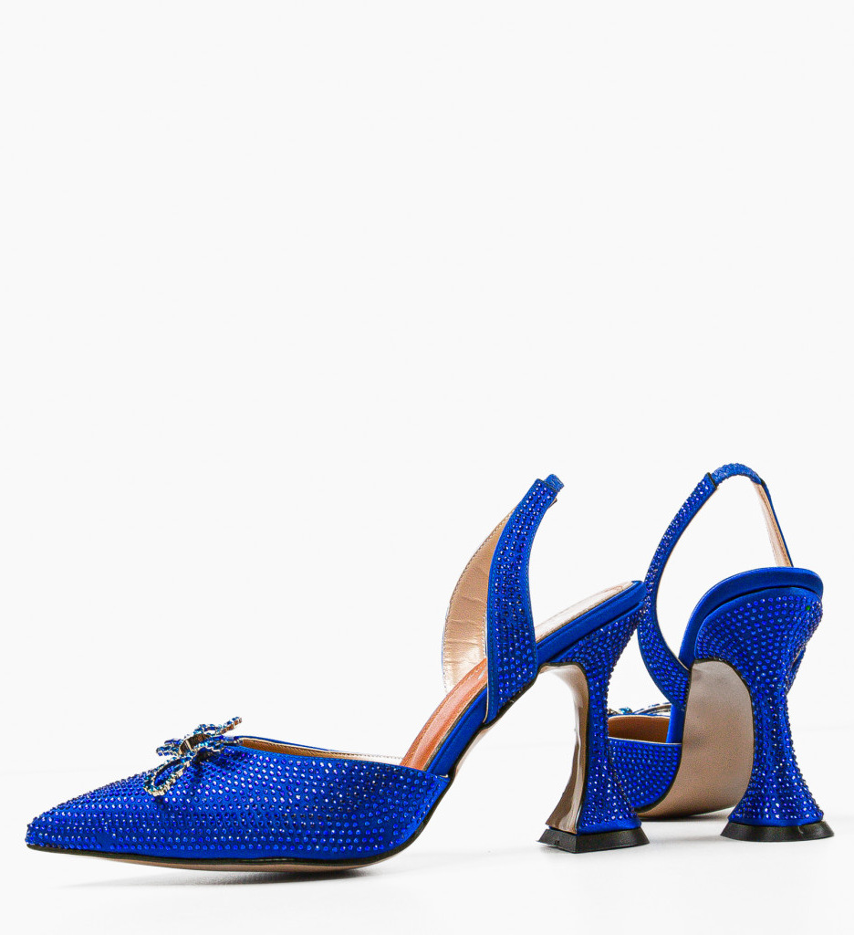 Pantofi dama Partyun albastri eleganți cu toc - imagine 6