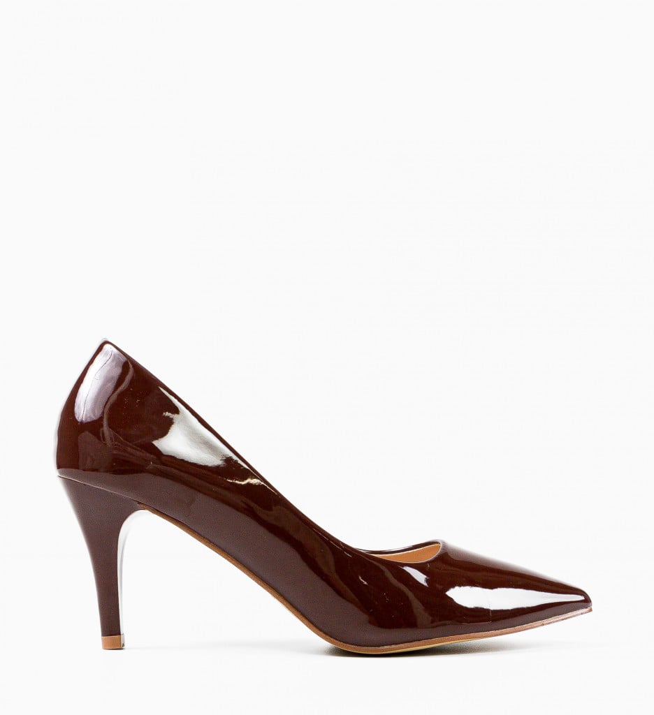 Pantofi Plevna Maro Eleganți cu Toc - imagine 6