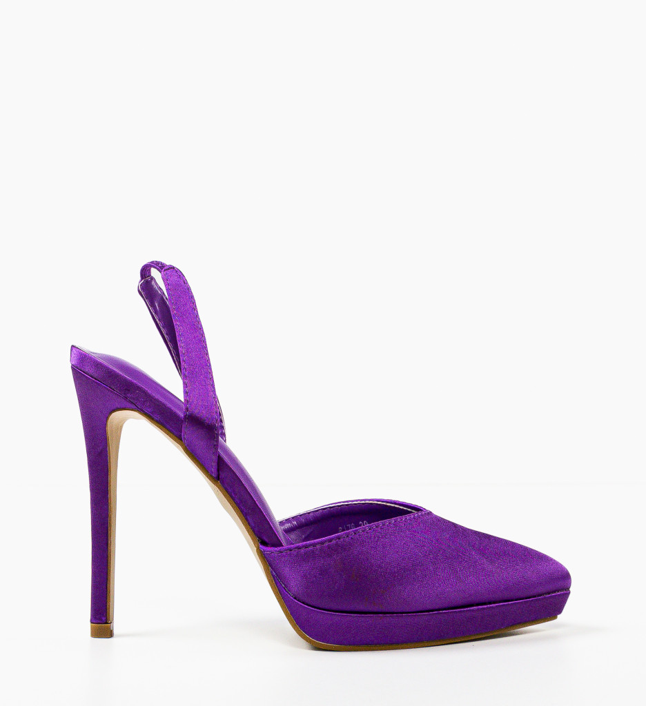 Pantofi dama Sisel mov cu toc elegant - imagine 5