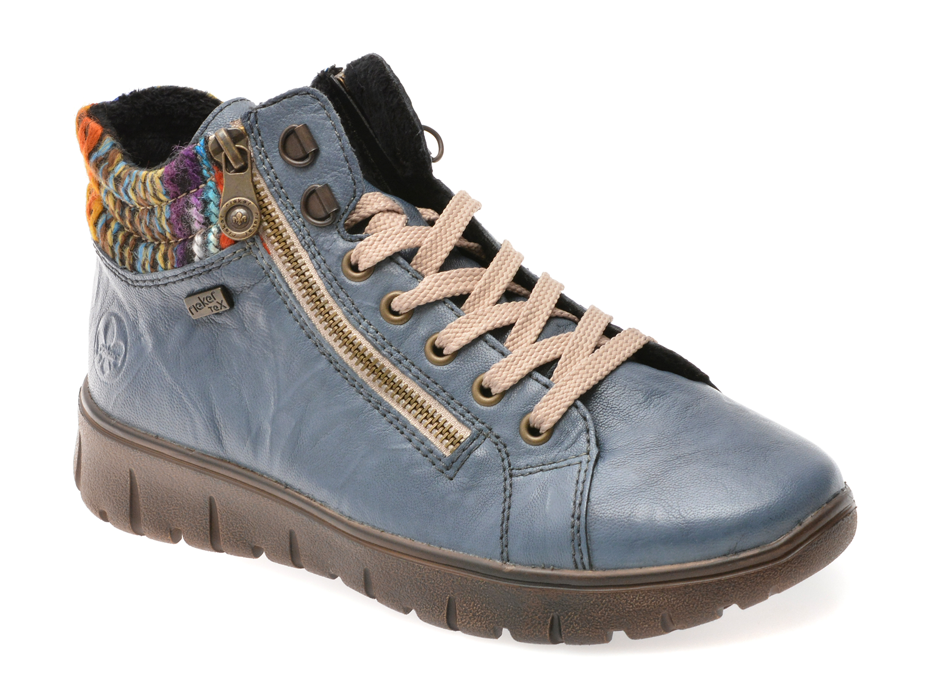 Ghete Rieker N1305 Albastre Piele Naturală