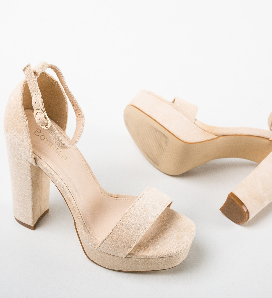 Sandale Dama Rasber Bej cu Toc Elegante - imagine 6
