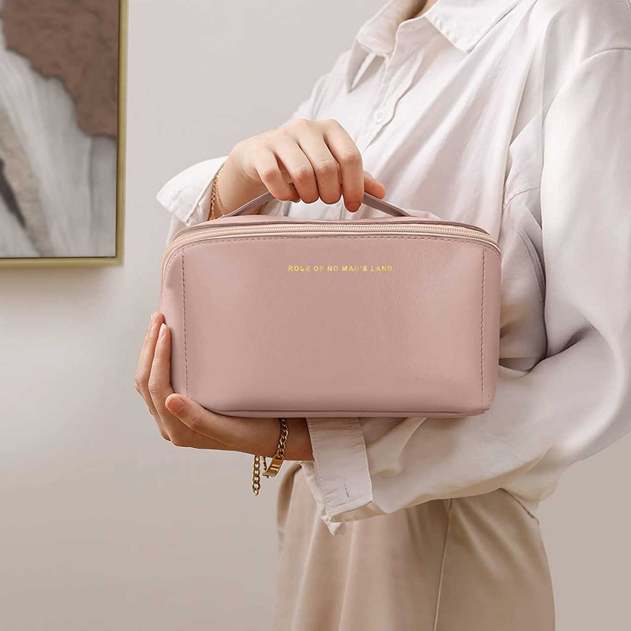 Geanta cosmetice Delis Chabela Roz, impermeabila, 25x12x12.5 cm - imagine 4