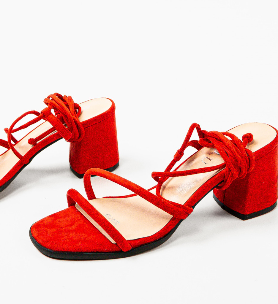 Sandale Dama Rosii cu Toc Elegant - imagine 7