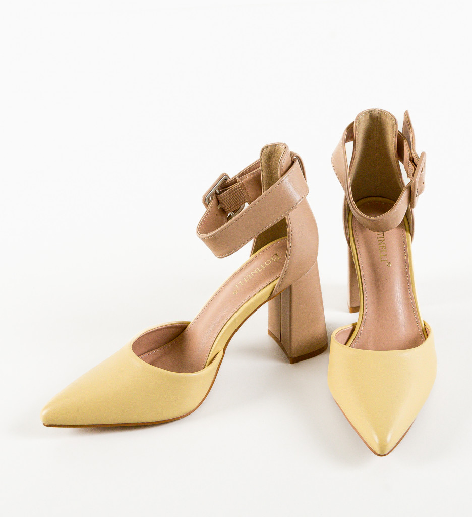 Pantofi Ramzam Galbeni cu Toc Elegant - imagine 6