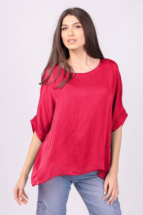 Bluza matase Shopika cu funda | Fucsia elegant