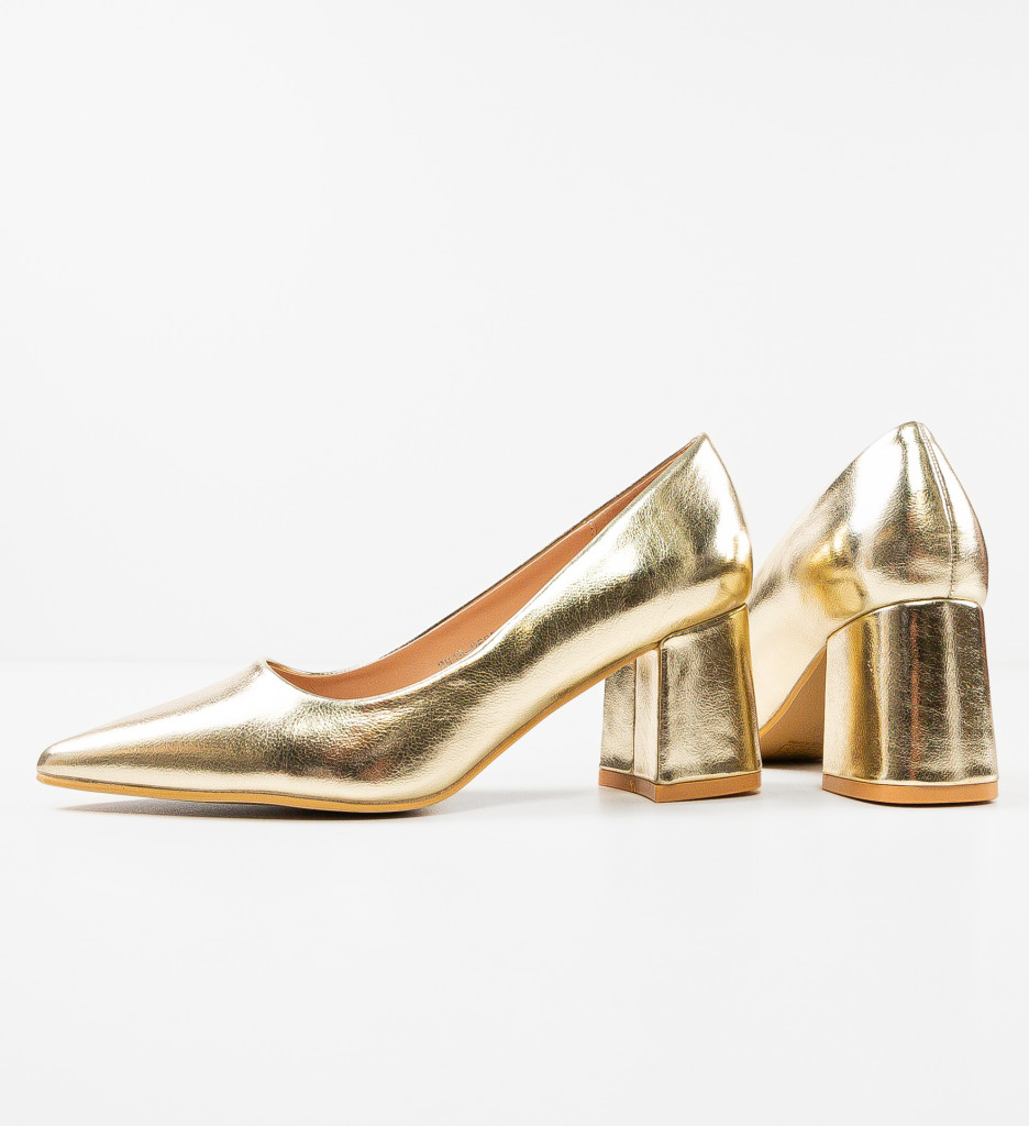 Pantofi Trev Aurii - Eleganță și Stil cu Toc