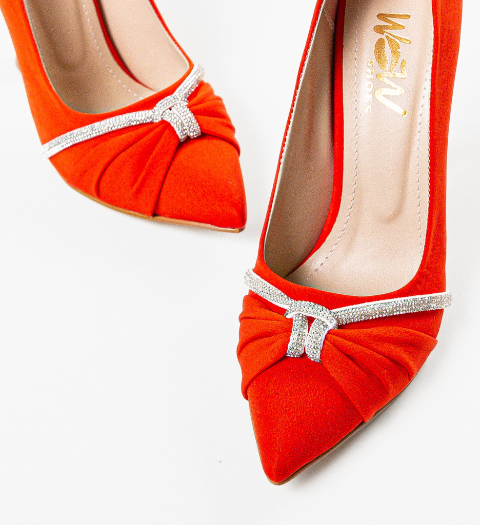 Pantofi Finko Rosii Eleganți cu Toc - imagine 6