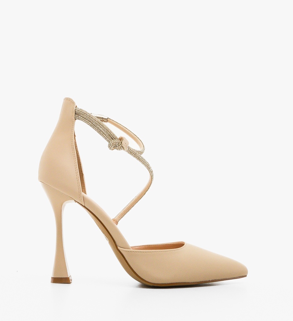 Pantofi Dama Ernes Bej Eleganți cu Toc - imagine 6
