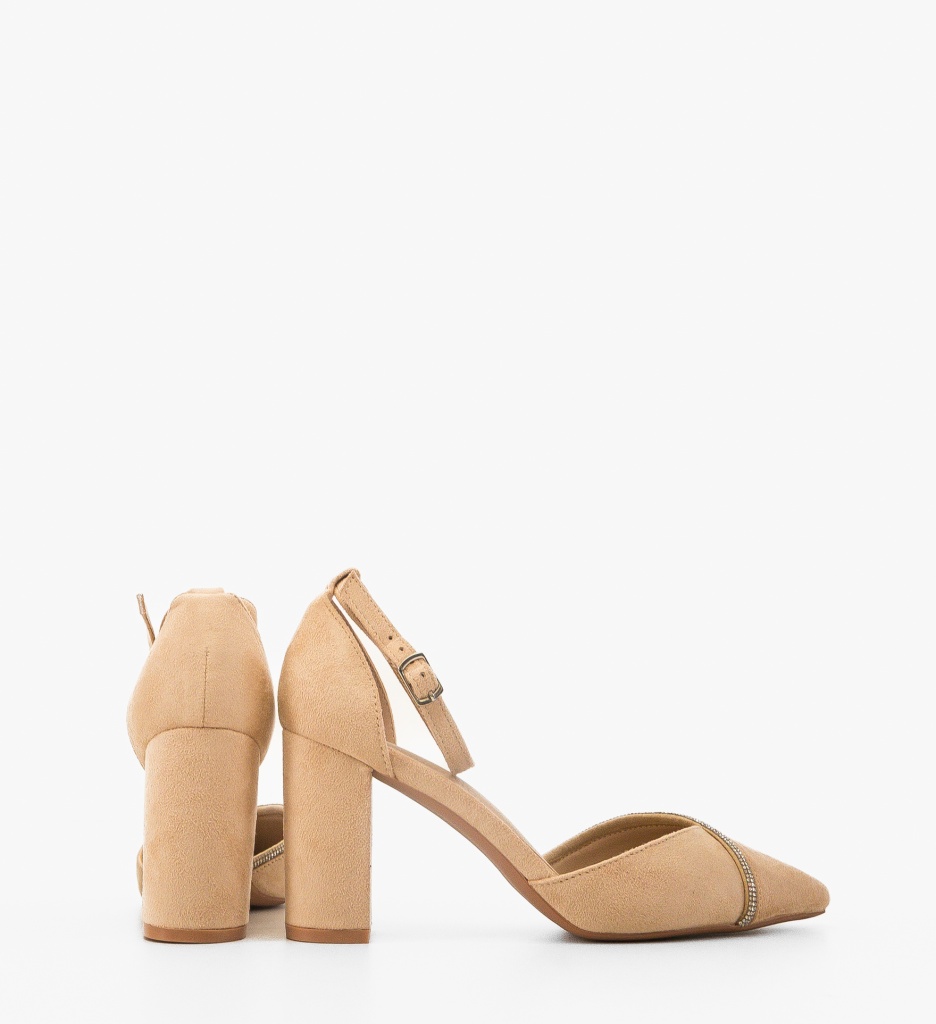 Pantofi Cemere Bej cu Toc Eleganți - imagine 3