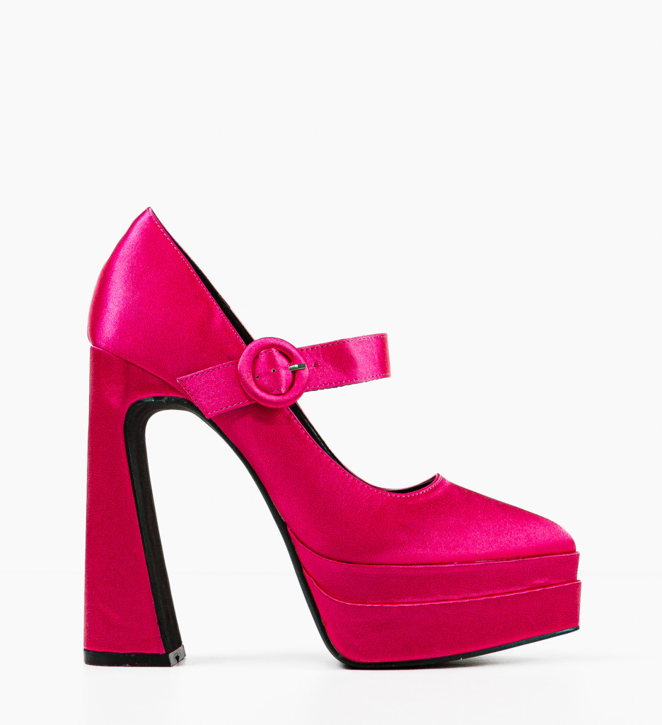 Pantofi Dama Fobol Fuchsia cu Toc Eleganți - imagine 2