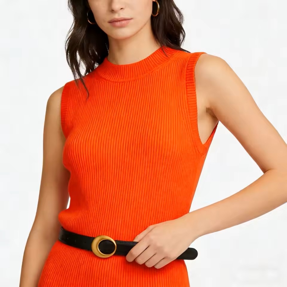 Curea dama Amanda C-200 din piele naturala, Orange - imagine 2