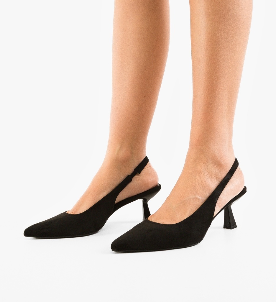 Pantofi Dama Massey Negri cu Toc Eleganți