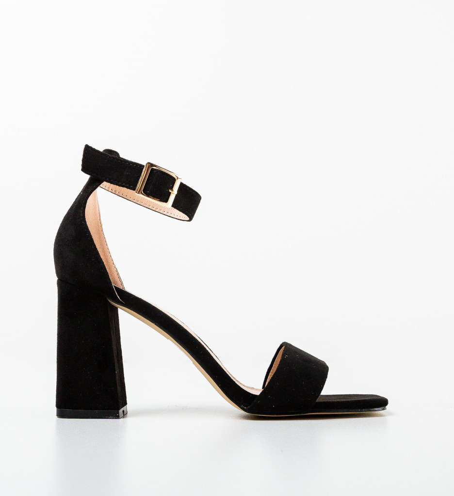 Sandale Kitu Negre Elegante cu Toc - imagine 2