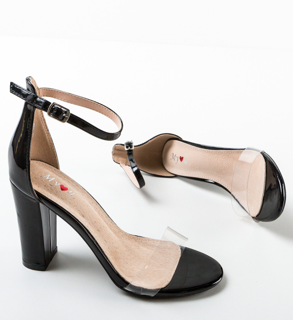 Sandale cu Toc Burks Negre | Stil Feminin - imagine 7