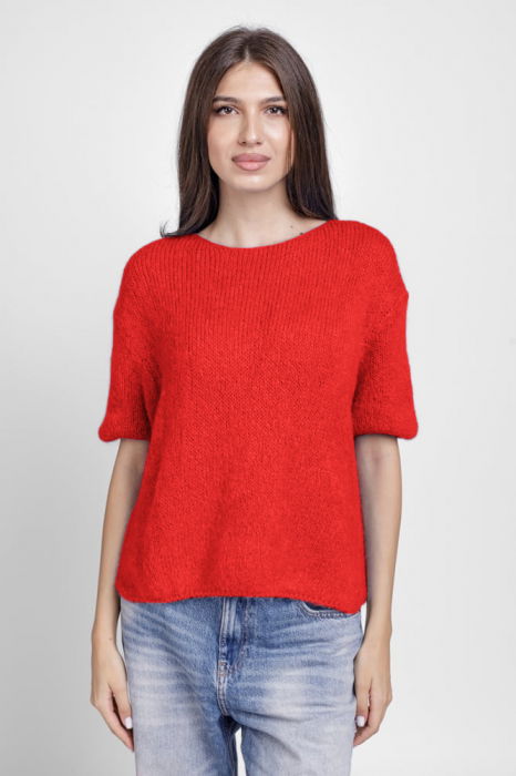 Pulover Pufos Mohair Rosu | Shopika