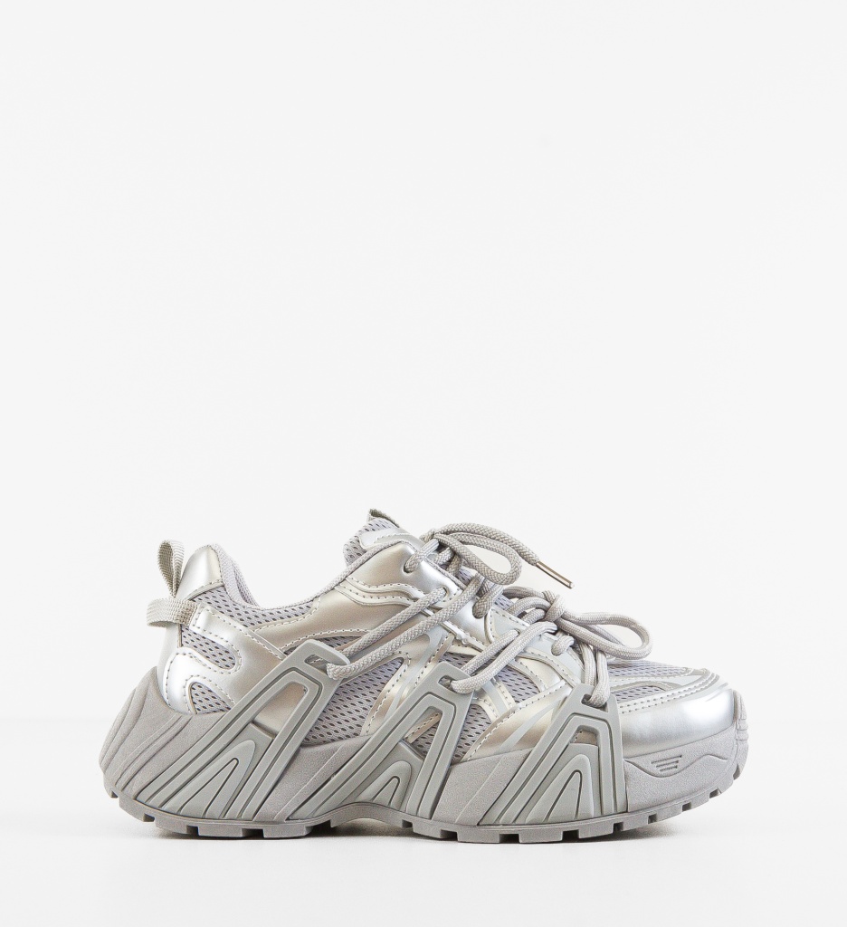 Sneakers Dama Joao Argintii | Stil Urban - imagine 6